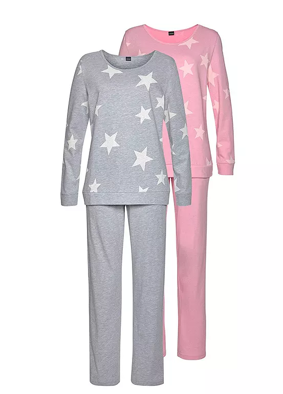 Arizona Pack Of 2 Marl Pyjamas 2 Arizona Pack Of 2 Marl Pyjamas - Image 2