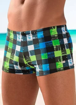 Buffalo Checked Boxer Swimming Trunks