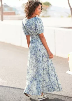 Buffalo Floral Print Maxi Dress -Lascana Outlet Shop Buffalo Floral Print Maxi Dress91813018FRSP W01