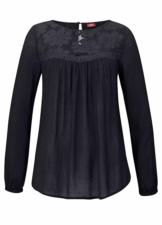 Buffalo London Lace Neck Long Sleeve Top 3 Buffalo London Lace Neck Long Sleeve Top - Image 3