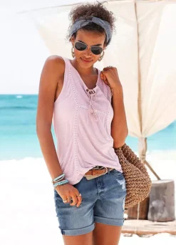 Buffalo London Worn Look Denim Shorts -Lascana Outlet Shop Buffalo London Worn Look Denim Shorts806735FRSP W03