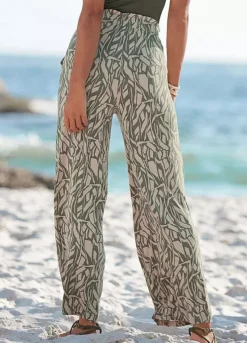 Buffalo Printed Wide Leg Jersey Trousers -Lascana Outlet Shop Buffalo Printed Wide Leg Jersey Trousers92463041FRSP W01