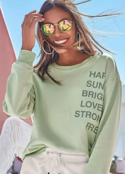 Buffalo Slogan Print Sweatshirt 9 Buffalo Slogan Print Sweatshirt -Lascana Outlet Shop Buffalo Slogan Print Sweatshirt64387658FRSP
