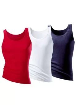 H.I.S Pack Of 3 Double Rib Vests