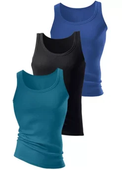 H.I.S Pack Of 3 Double Rib Vests -Lascana Outlet Shop H.I.S Pack of 3 Double Rib Vests673099FRSP