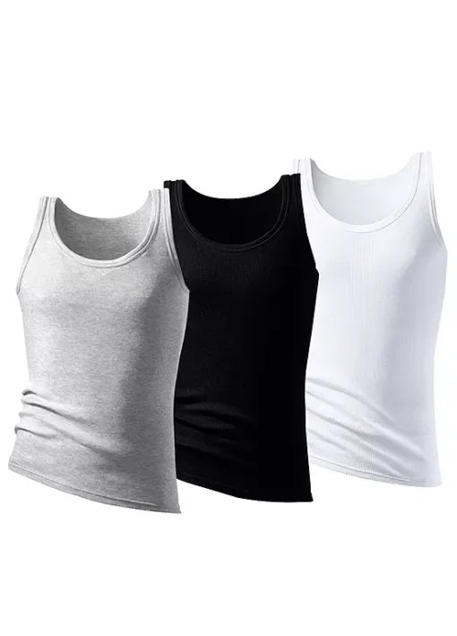 H.I.S Pack Of 3 Fine Rib Vests -Lascana Outlet Shop H.I.S Pack of 3 Fine Rib Vests349388FRSP