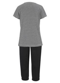 H.I.S Striped Capri Pyjamas -Lascana Outlet Shop H.I.S Striped Capri Pyjamas391651FRSC W01