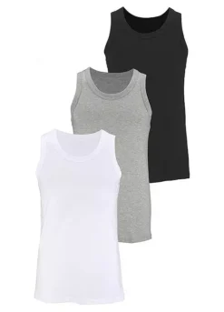 Pack Of 3 Round Neck Vests -Lascana Outlet Shop Pack of 3 Round Neck Vests810403FRSC