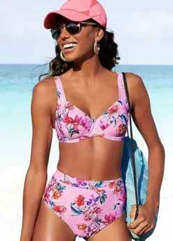 Sunseeker Floral Print High Waist Bikini Bottoms -Lascana Outlet Shop Sunseeker Floral Print High Waist Bikini Bottoms91106018FRSP W01