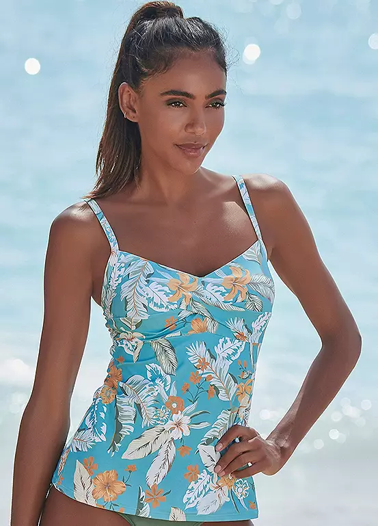 Sunseeker Tropical Print Underwired Tankini Top 1 Sunseeker Tropical Print Underwired Tankini Top