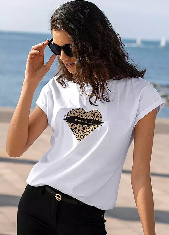 Venice Beach Heart Print T-Shirt 1 Venice Beach Heart Print T-Shirt
