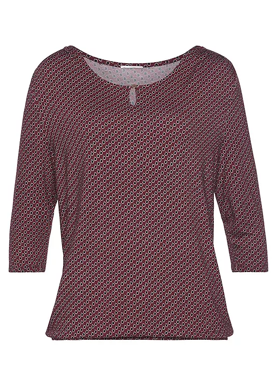 Vivance Cropped Sleeve Print Top 2 Vivance Cropped Sleeve Print Top - Image 2