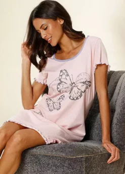 Vivance Dreams Butterfly Motif Nightgown -Lascana Outlet Shop Vivance Dreams Butterfly Motif Nightgown53576205FRSP W03