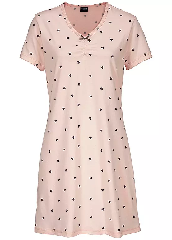 Vivance Dreams Heart Print Nightgown 2 Vivance Dreams Heart Print Nightgown - Image 2