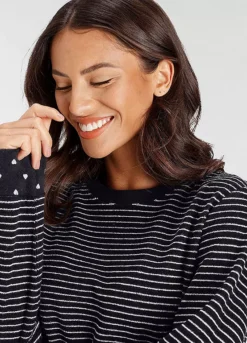 Vivance Dreams Heart Print Stripe Pyjamas -Lascana Outlet Shop Vivance Dreams Heart Print Stripe Pyjamas52594739FRSP W02