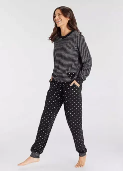 Vivance Dreams Heart Print Stripe Pyjamas -Lascana Outlet Shop Vivance Dreams Heart Print Stripe Pyjamas52594739FRSP W03