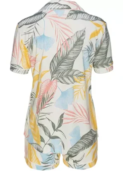 Vivance Dreams Leaf Print Shorty Pyjamas -Lascana Outlet Shop Vivance Dreams Leaf Print Shorty Pyjamas85595528FRSC W01