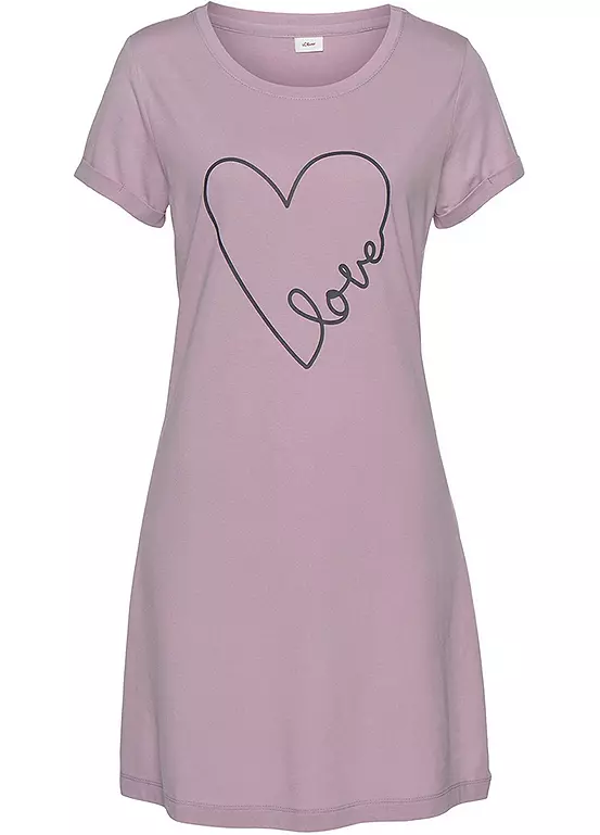Vivance Dreams Long Nightie With Heart Print 2 Vivance Dreams Long Nightie With Heart Print - Image 2