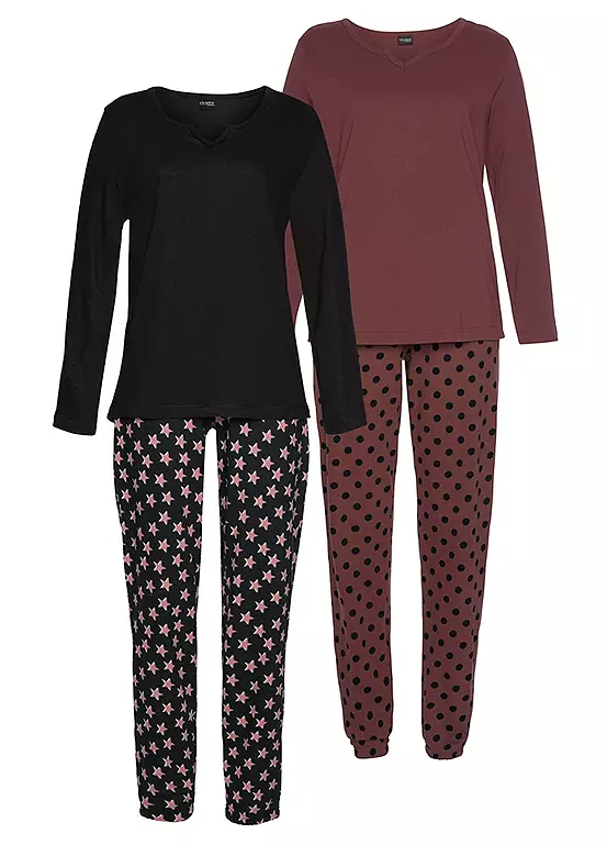Vivance Dreams Pack Of 2 Star Print Pyjamas 1 Vivance Dreams Pack Of 2 Star Print Pyjamas