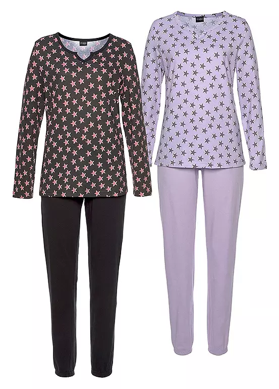 Vivance Dreams Pack Of 2 Star Print Pyjamas 3 Vivance Dreams Pack Of 2 Star Print Pyjamas - Image 3