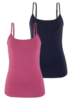 Vivance Pack Of 2 Spaghetti Strap Vests -Lascana Outlet Shop Vivance Pack of 2 Spaghetti Strap Vests723449FRSC