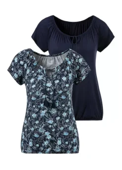 Vivance Pack Of 2 Tassel T-Shirts -Lascana Outlet Shop Vivance Pack of 2 Tassel T Shirts50368455FRSC