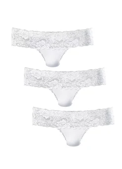 Vivance Pack Of 3 Active Basic Lace Brazilian Thongs -Lascana Outlet Shop Vivance Pack of 3 Active Basic Lace Brazilian Thongs557386FRSP