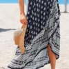 Vivance Printed Wrap Maxi Skirt