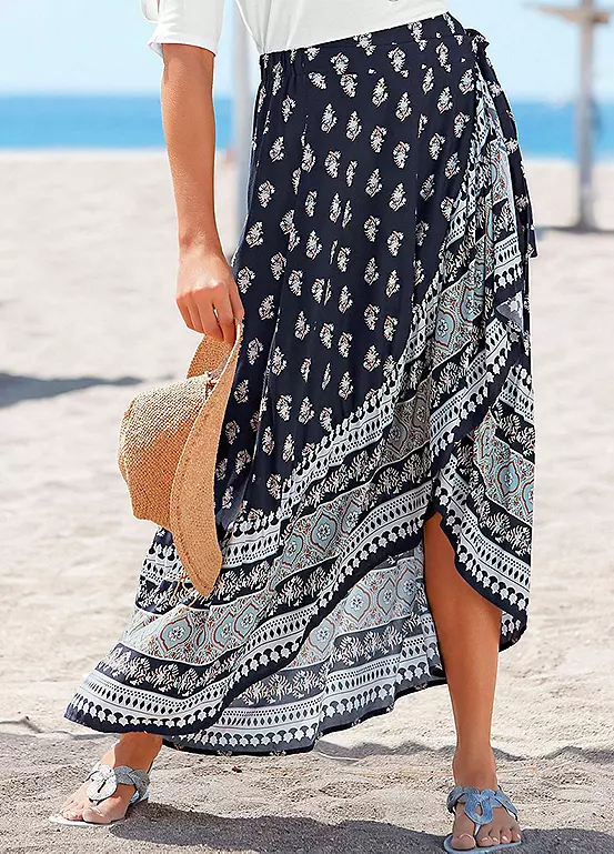 Vivance Printed Wrap Maxi Skirt 1 Vivance Printed Wrap Maxi Skirt