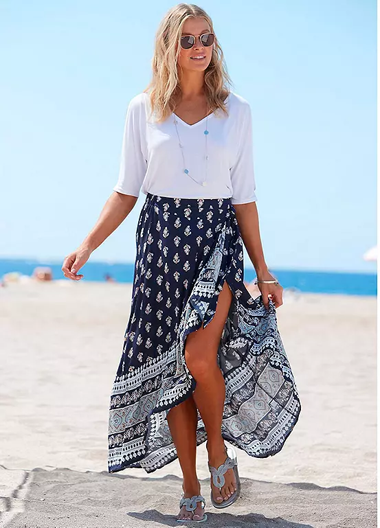 Vivance Printed Wrap Maxi Skirt 5 Vivance Printed Wrap Maxi Skirt - Image 5