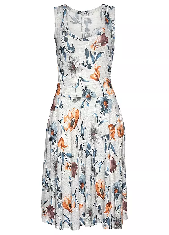 Vivance Short Floral Grey Marl Jersey Dress 2 Vivance Short Floral Grey Marl Jersey Dress - Image 2