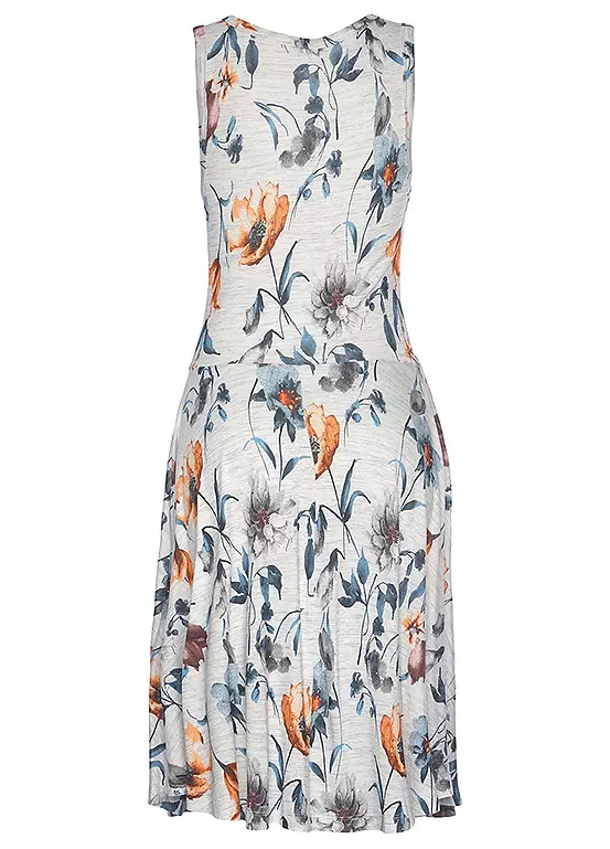 Vivance Short Floral Grey Marl Jersey Dress 4 Vivance Short Floral Grey Marl Jersey Dress - Image 4