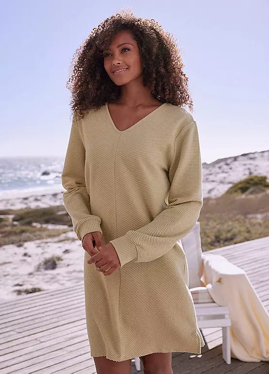 S.Oliver Long Sleeve V-Neck Sweatshirt Dress 3 S.Oliver Long Sleeve V-Neck Sweatshirt Dress - Image 3
