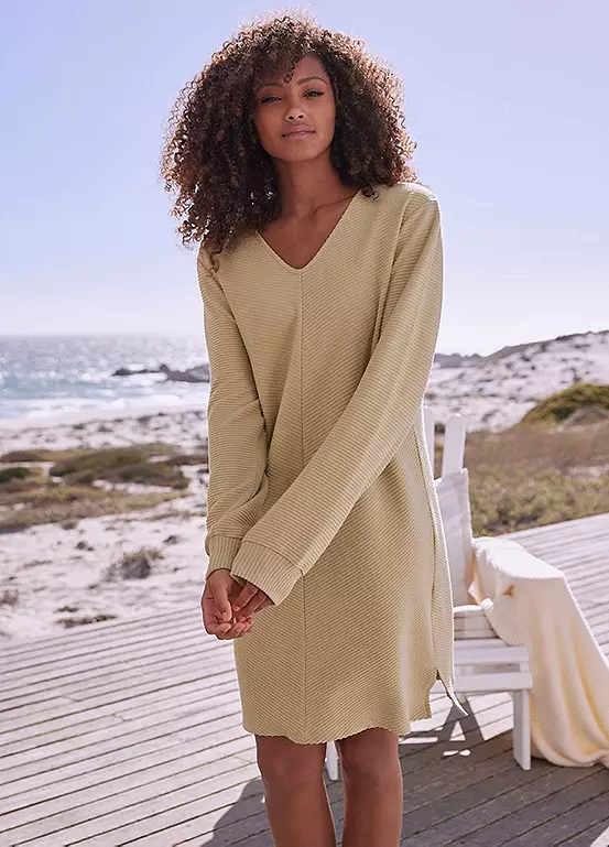 S.Oliver Long Sleeve V-Neck Sweatshirt Dress 4 S.Oliver Long Sleeve V-Neck Sweatshirt Dress - Image 4