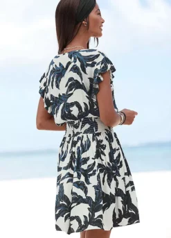 S.Oliver V-Neck Printed Summer Dress -Lascana Outlet Shop s.Oliver V Neck Printed Summer Dress91044665FRSP W01